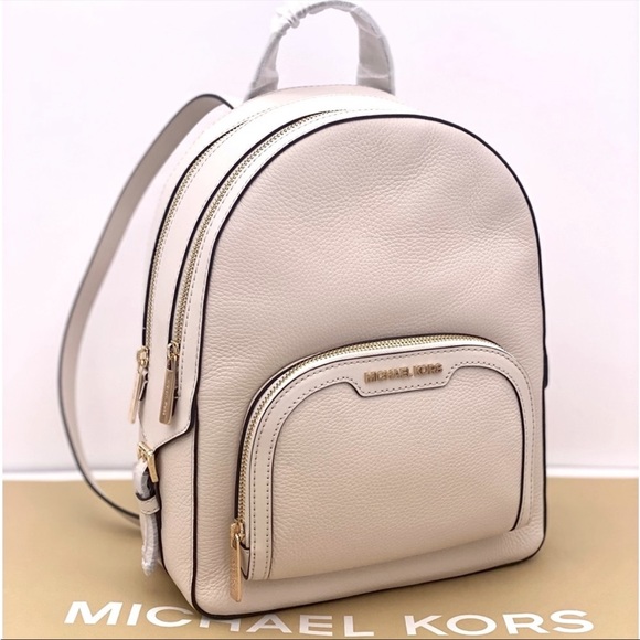 Michael Kors Jaycee Medium PebbledLeather Backpack Light Cream